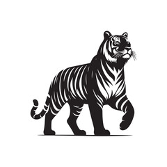 Fototapeta premium Roaring Tiger: Majestic Silhouette - Capturing the Power and Majesty of the Jungle's Fierce Predator in Bold Form. Tiger Vector, Tiger Illustration. Tiger Silhouette.