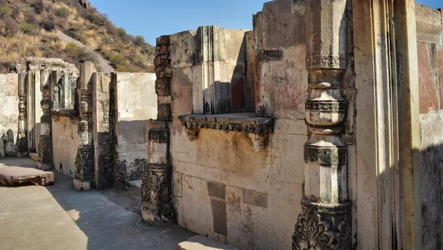 Ruins of 17th century Bhangarh Fort at Alwar Village in Rajasthan, India