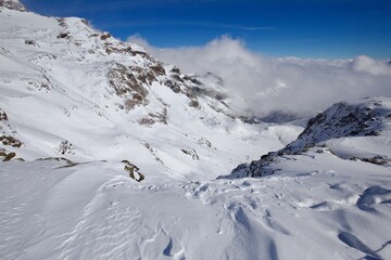Fototapeta na wymiar Monte Rosa, landscape with snow covered mountains