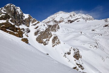 Fototapeta na wymiar Monte Rosa, landscape with snow covered mountains