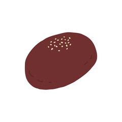 おはぎ(こしあん)の手描きカラーイラストアイコン