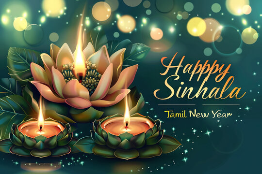 sinhala and tamil new year greeting card graphic