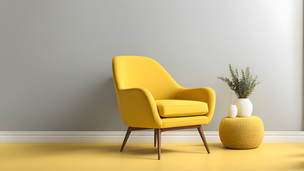 Cozy and Inviting Interior Atmosphere with Fun Happy Ambient Wingback Armchair. Perfect for Advertisement, Poster to Enhance Comfort