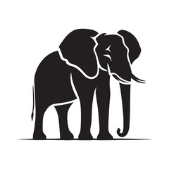 Gentle Giant: Elephant Silhouette - Capturing the Majesty and Serenity of the Magnificent Creature in Simple Form. Elephant Vector, Elephant Illustration.