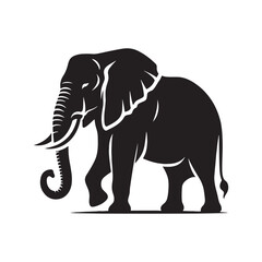 Gentle Giant: Elephant Silhouette - Capturing the Majesty and Serenity of the Magnificent Creature in Simple Form. Elephant Vector, Elephant Illustration.