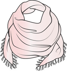 Scarf Fashion Technical fashion tassel scarf illustration. Flat scarf template.