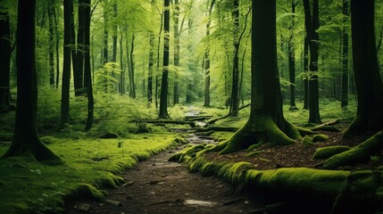 The lush green forest is a beautiful sight to behold.