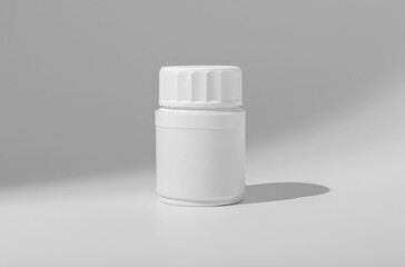 White medical jar for pills, capsules, vitamins and medicines