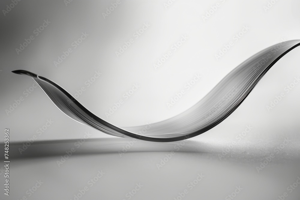 Aufkleber A monochrome image capturing the elegance of a sleek wave-like structure in an abstract art style