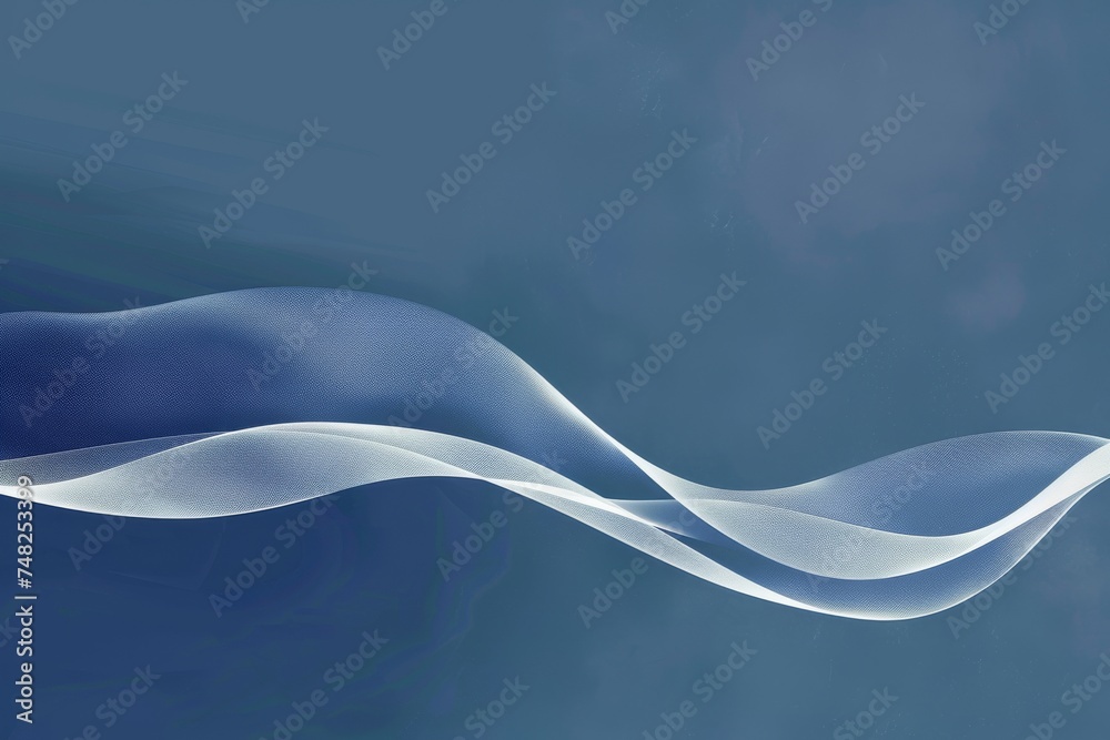 Poster graceful curving blue wave on a gentle gradient background, symbolizing fluidity and calmness