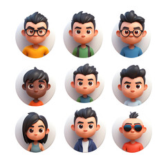 3d render pepole avatar on isolated transparent background png, generated with AI
