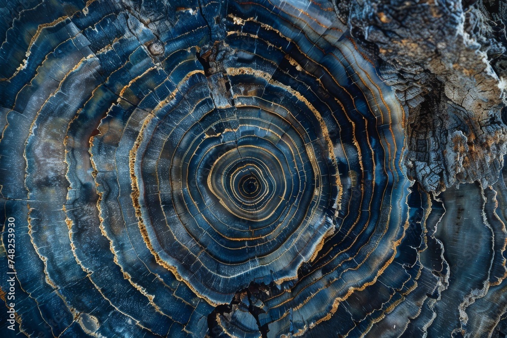 Poster intricate details of tree rings presenting nature's chronology within a polished cross-section of a 