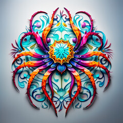 a colorful Sea Spider. isolated on a white. mandala art