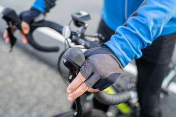 person riding a bike gloves