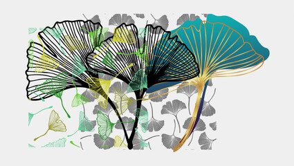 Explore the glory of the ginkgo biloba tree with this captivating vector. Ideal for adding a touch of uniqueness to your designs.