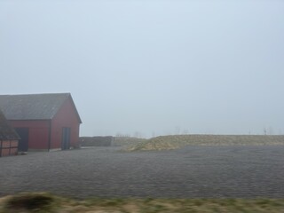 red barn and sky