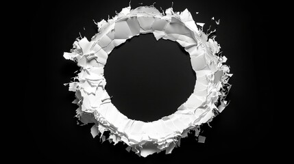 explosion paper hole white paper circle shape. 