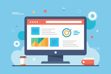 Flat Illustration of computer web site page eps file.