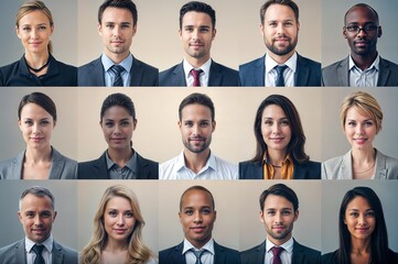Fototapeta premium Business People Avatar Headshot Person Group Faces