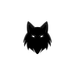 Wolf silhouette isolated on white background