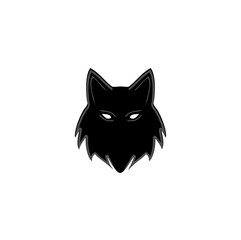 Wolf silhouette isolated on white background