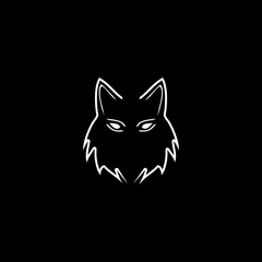 Wolf silhouette icon isolated on black background