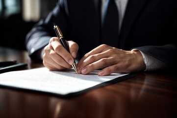 Lawyer Signing Business Contract Legal Document Paper - obrazy, fototapety, plakaty