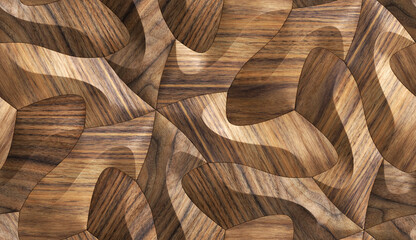 3D solid wood oak panels and material wood walnut with high quality seamless realistic texture