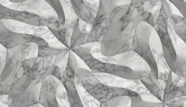 White marble eco 3d panels with high quality seamless realistic texture