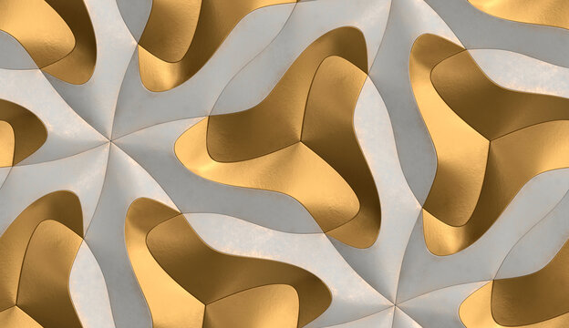 3d old white and golden solid tiles with high quality seamless realistic texture