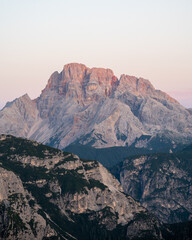 Obraz premium The Dolomite Mountains Sunrise or sunset surrounded by the Dolomites