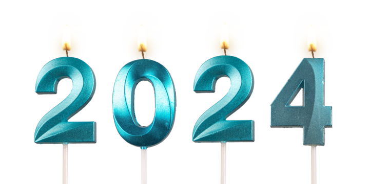 2024 year, number candles isolated on white background