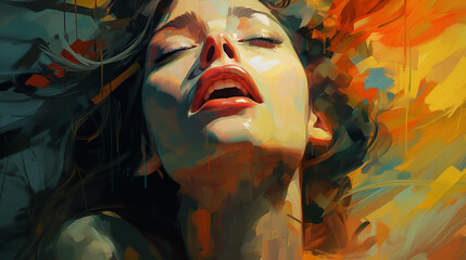 Digital brushstrokes painting emotion.Wallpaper Backgound