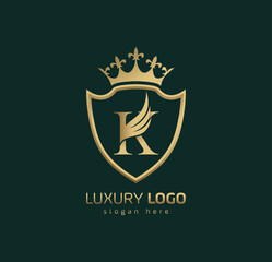 Luxury Crown D logo. Letter D wings logo.