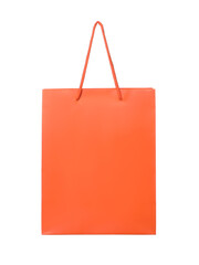 One orange shopping bag isolated on white