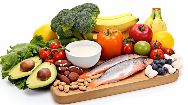 Foods rich in protein on a white background. Healthy food.