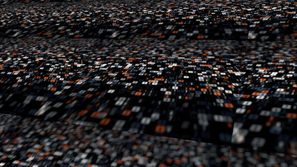 Fototapeta premium Endless quantity of numbers flying and blinking in digital space. Animation. Business or hacking technology background.