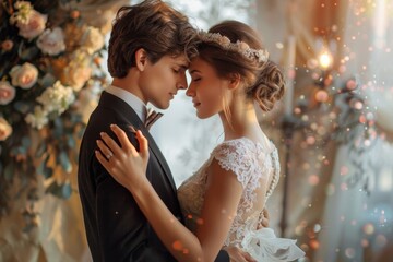 Happy Bride and Groom Celebrating Their Wedding Day