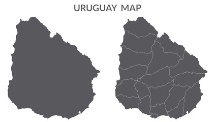 Uruguay map. Map of Uruguay in grey set