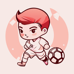 man playing football illustration, sticker, clean white background, t-shirt design, graffiti, vibrant, vector illustration kawaii