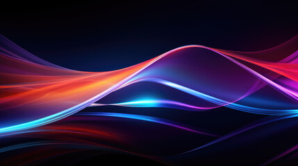 Light neon shape wave. Speaking sound wave. Abstract light effect with glowing bright flowing curve lines, magic glow energy stream motion with particle