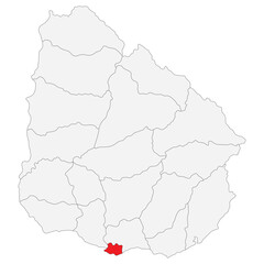 Map of Uruguay with capital city Montevideo