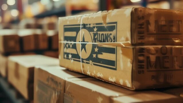 A macro shot of a stack of products with a Made in [Country] label signifying the return of manufacturing jobs to the local economy and the potential for continued economic