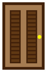 Wooden door front. Vector illustration.	