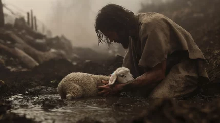 Fotobehang jesus, verlorenes Lamm, lost lamb, savior © Martin