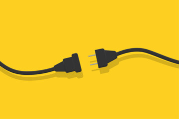 Electrical socket with plug. The concept of connection and disconnection. Wires, cables, electric extension cord. Vector illustration.