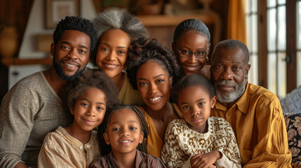 Fototapeta premium Multi-generational African American family smiling together.