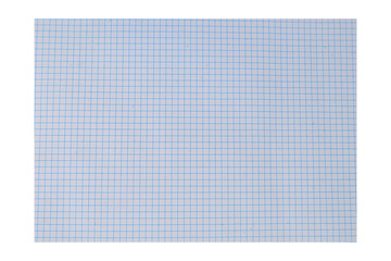 Image of paper grid background. Paper of copybook. Blue grid page for message. Blue notebook sheet. 