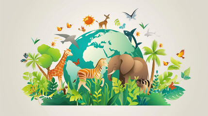 World Wildlife Day Illustration work. Ai Generated.
