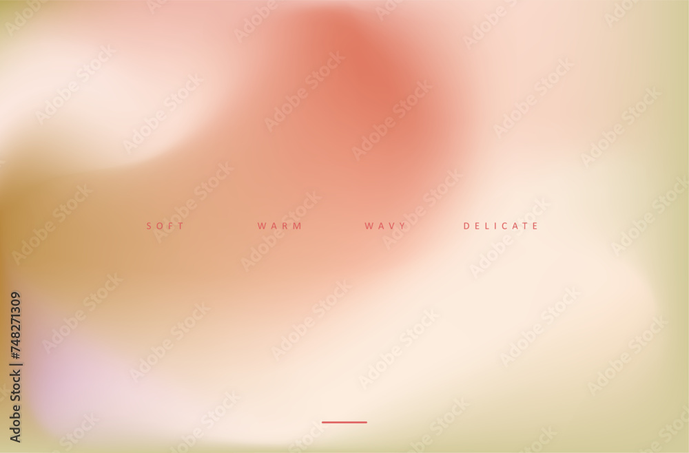 Wall mural spring soft fluid wave gradient landing page. red, green and yellow modern flow bland shape backgrou
